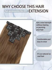 夹式接发，7片装，长款波浪卷合成接发，自然柔软，隐形浓密，适合女性日常佩戴 - 彩色 - 查看 5