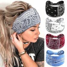 4pcs/5pcs/6PCSCashew Print Headbands For Women Wide Boho Turban Headwrap Cotton Knot Elastic Hairbands Bandeau Sport Workout Hair Accessories - Multicolor - View 17