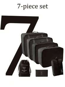 7件套多功能收纳袋套装 - 包括内衣收纳袋、衣物收纳袋、励志语录行李收纳袋、衣物、内衣、鞋子、化妆品收纳袋，高效时尚，尼龙材质。 - 彩色 - 查看 18