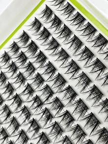 Hinarin 170片C型卷翘自然睫毛簇，透明带，纤细睫毛簇，可嫁接下睫毛，自然可重复使用，单根睫毛，DIY睫毛，打造自然妆效 - 黑色 - 查看 6