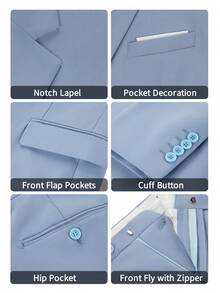 Men's Suits 2 Piece Blazer Pant Wedding Suit Set 2 Buttons Slim Fit Tuxedo Jacket For Men Prom Casual Business - 薰衣草紫 - 查看 3