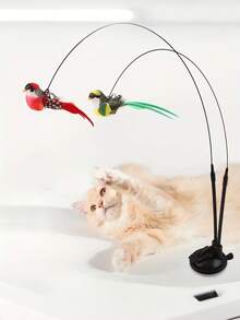 这款互动猫玩具带有吸盘和可拆卸杆,适合猫咪进行狩猎锻炼、室内玩耍和互动,可以悬挂在墙壁或天花板上,配有铃铛和可拆卸的羽毛鸟造型,是送给猫主人的完美礼物。 - 彩色 - 查看 8