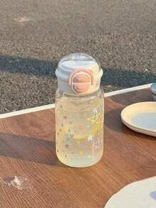 1pc Large Capacity Flip Lid Tumbler, Outdoor Portable Straw Cup , Minimalist Planet Design, High Capacity - Multicolor - View 4