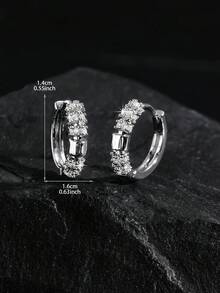 1 Pair Bamboo Knot Hoop Earrings, Layered Rhinestone Circular Earrings, Fashionable And Versatile, Suitable For Party And Daily Wear, - Multicolor - View 8