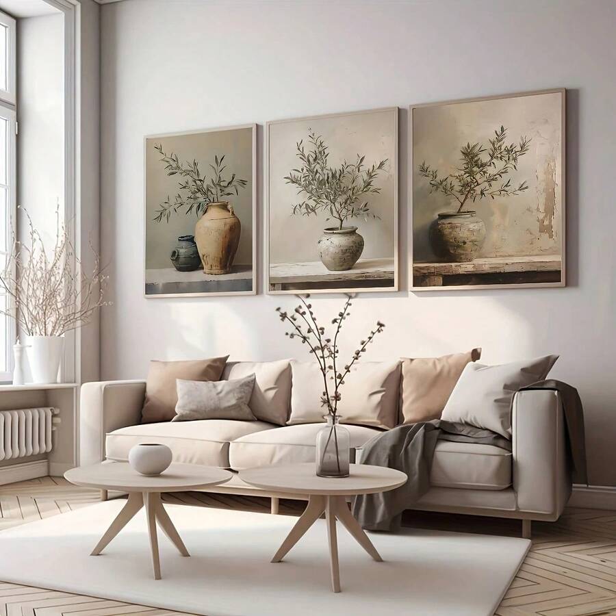 1 Stück gerahmte Leinwandkunst, Olivenbaum und Vintage Vase Leinwanddruck, moderne Wanddekoration, geeignet für Wohnzimmer, Schlafzimmer, Büro, Nahost-Heimdekoration, Raumdekoration Ästhetik, Retro-Bauernhaus-Stil dekorativer Poster, Frühlingsdekoration - Olivenbaum - Übersicht 1