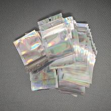 10/20/50/100pcs Holographic Iridescent Transparent Yin Yang Self-Sealing Bags, Cute Colorful Plastic Odor-Proof Zipper Foil Bags, Holographic Bags For Jewelry, Small Accessories, Electronics, Food Storage, Suitable For Personal Activities And Small Businesses - Silver - View 10