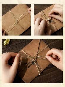 这款复古风格的仿牛皮纸信封套装，配有麻绳和金属装饰，包含10张A5手写情书、2个信封、2根绳子、2个装饰配件和4张信纸。它非常适合用作邀请函、情书和派对回礼，是送给爱人、朋友、家人和同学的理想礼物。 - 彩色 - 查看 2