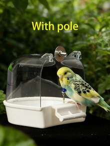 1 Lồng tắm chim có tấm chắn nước - Bồn tắm trong suốt, di động cho vẹt, vẹt mào, chim hoàng yến, chim uyên ương - Phụ kiện tắm cho chim cảnh dễ vệ sinh - bồn tắm - Xem 5