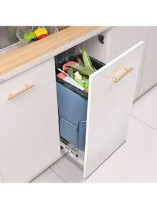 Pull-Out Trash Can 29L/35L Single Bin Under Mount Kitchen Waste Container With Slide And Handle 110 Lbs Load Capacity Heavy Duty Garbage Recycling Bin For Kitchen Cabinet Sink Under Counter - 35L - View 1