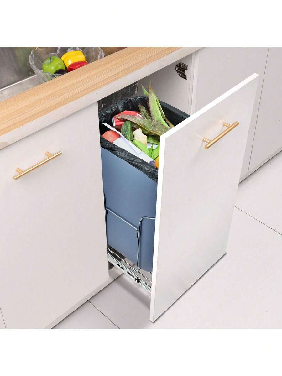 Pull-Out Trash Can 29L/35L Single Bin Under Mount Kitchen Waste Container With Slide And Handle 110 Lbs Load Capacity Heavy Duty Garbage Recycling Bin For Kitchen Cabinet Sink Under Counter - 35L - View 1