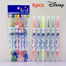 [Genuine Stitch 6pcs Dual-Tip Highlighter Set] 12 Colors Soft Pastel Dual-Tip Highlighter Pens - Smooth, Non-Bleeding Bible Highlighters Suitable For Notes And Journals, Student Supplies And Office Stationery - Multicolor - View 6