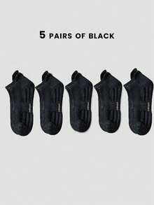 1/2/5双装 时尚耳形字母男女通用休闲篮球袜，毛巾布袜底，透气吸湿，防臭，多功能低帮运动休闲袜 - 彩色 - 查看 64