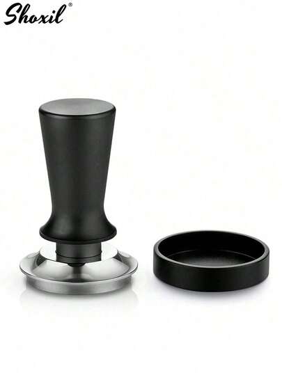 shoxil 1件套意式咖啡压粉器及垫子套装 - 不锈钢压粉器和防滑底座，适用于意式咖啡机的专业级咖啡压粉器套装