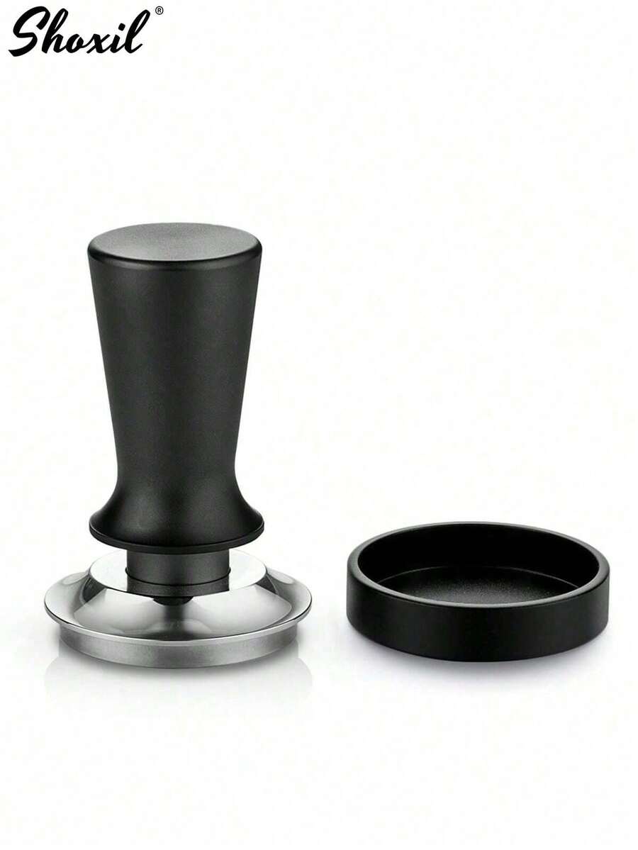 shoxil 1 pieza Juego de Prensador de Espresso con Alfombrilla - Prensador de Acero Inoxidable y Base Antideslizante, Kit de Prensador de Café de Grado Barista para Máquinas de Espresso - Kit de compresión de polvo - Ver 1