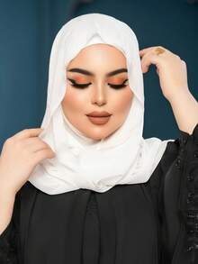 1件装女士纯色拉法帽滑雪面罩颈部保暖弹性头带头巾，透气舒适弹力宽边吸汗防滑多功能运动头饰，简约时尚围巾，带帽雪纺头巾组合 - 彩色 - 查看 8