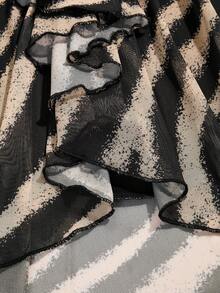 AIJ Amarilo 性感女士长款斑马纹紧身晚礼服，吊带设计，网纱细节，适合派对、夜店及其他特殊场合，黑色 - 查看 6