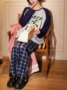 2pcs Disney Dumbo Cotton Long Sleeve Pajama Set, Breathable Soft Homewear Suit For Couples, Spring - Light Grey - View 5