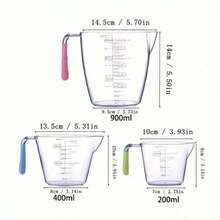 3pcs Plastic Measuring Cups, Multi-Functional Kitchen Liquid Measuring Cups, Essential Baking & Cooking Kitchen Tools - Multicolor - View 2