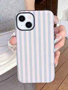 1pc Minimalist Artistic Colorful Striped Pattern Glossy 2-In-1 Film Film Hard Phone Case Compatible With Samsung/ 11/12/13/14/15/16/17 Pro Max - Multicolor - View 2