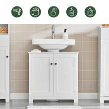 SoBuy BZR18--W 浴室柜 盥洗台 底柜 浴室家具 白色 宽 x 高 x 深 约：60 x 60 x 30 厘米 浴室配件 浴室收纳盒 - 白色 - 查看 4