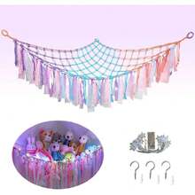 Hamaca de Almacenamiento para Juguetes de Peluche, Red Grande para Organizar Juguetes y Necesidades Diarias, Ideal para Dormitorio, Sala de Juegos y Esquinas, Ahorra Espacio (multicolor),40965501 - Multicolor - Ver 1