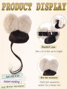 4英寸蓬松蝴蝶结发饰假发，发夹，女士蓬松发型，低发髻，盘发，龙须发髻假发爪夹，时尚发爪夹，优雅发夹 - 彩色 - 查看 4