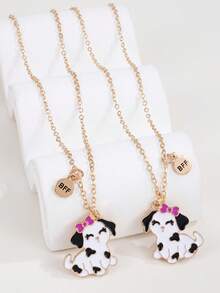 Set de 2 collares con colgante de cachorrito de dibujos animados, joyería de amistad para mejores amigos, para uso diario - Multicolor - Ver 6
