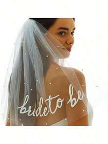 1pc Bride To Be Sash And Veil, Bachelorette Party Accessories, Bridal Shower Gift - White - View 10