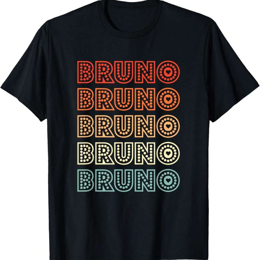 Love Heart Bruno Retro Style Bruno Lover Heart T-Shirt - Black - View 1