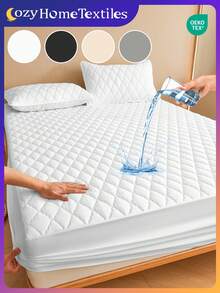 1件装防水纯色床单，柔软舒适，多种颜色可选，亲肤床垫保护套，采用现代简约面料，适用于单人床、双人床、大号床、特大号床，可机洗，防尘，仅包含1件床单（不含枕套和枕头），卧室装饰，房间装饰，被套，白色，通过Oeko-Tex认证 - 白色 - 查看 1