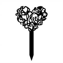 Black Heart-Shaped Metal Garden With Intricate Love Design - Modern Outdoor Yard Art, Suitable For Valentine's Day Decor, Garden Decor - A - View 3