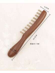 Acupressure Massage Comb, Copper & Wood Meridian Comb, Gua Sha Scalp Tool, Hair Relaxation Tool, Sandalwood Comb, Scalp Massage Brush, Stimulate Hair Growth, Relieve Tension, Scraping Massage Tool, Valentine's Day Gift, Mother's Day Gift, Meridian Massage, Deep Relaxation Tool, Multi-Functional Handheld Head Massage Tool, Acupoint Trigger Point Massage, Also Suitable For Full Body Deep Intensive Massage - Rosewood Massage Comb - View 8