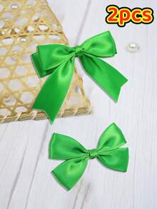 4pcs St. Patrick's Day Hair Accessories, Irish Glossy Satin Bow Hair Clips, Clover Alligator Clip Headpieces, Essential Fashion Accessories For Holiday Dress-Up, Perfect Gifts For Family And Friends - Multicolor - View 13