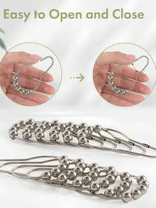 12pcs Anti-Rust Metal Double Glide Shower Curtain Hooks, Suitable For Bathroom Shower Rod Curtain - A - View 10