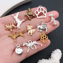 20/100个狗狗吊坠 复古银色动物宠物吊坠 混合款式 复古小狗吊坠 用于珠宝制作 项链 手链 散装 - 均碼 - 查看 3