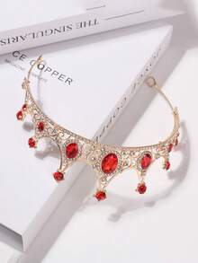 1件欧美风新娘公主3D皇冠头饰，优雅奢华水钻生日发饰，皇冠，头饰，头饰，婚礼皇冠 - 4168 紅色 - 查看 6