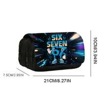 67 Styles Double-Deck Pencil Case, Made Of Polyester Fabric, Large Capacity For Stationery Storage. Size: 21cm X 11cm. Cartoon Pattern, Lightweight And Practical, Double-Deck Flip Design, Unisex Style, Suitable For Students, Event Organizers, Daily Use - A - View 2