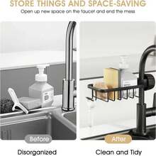 Estante de almacenamiento para grifo de baño, soporte para jabón de ducha, organización de baño, estantes de ducha, accesorios de baño - Negro 1 pieza B3385A - Ver 7