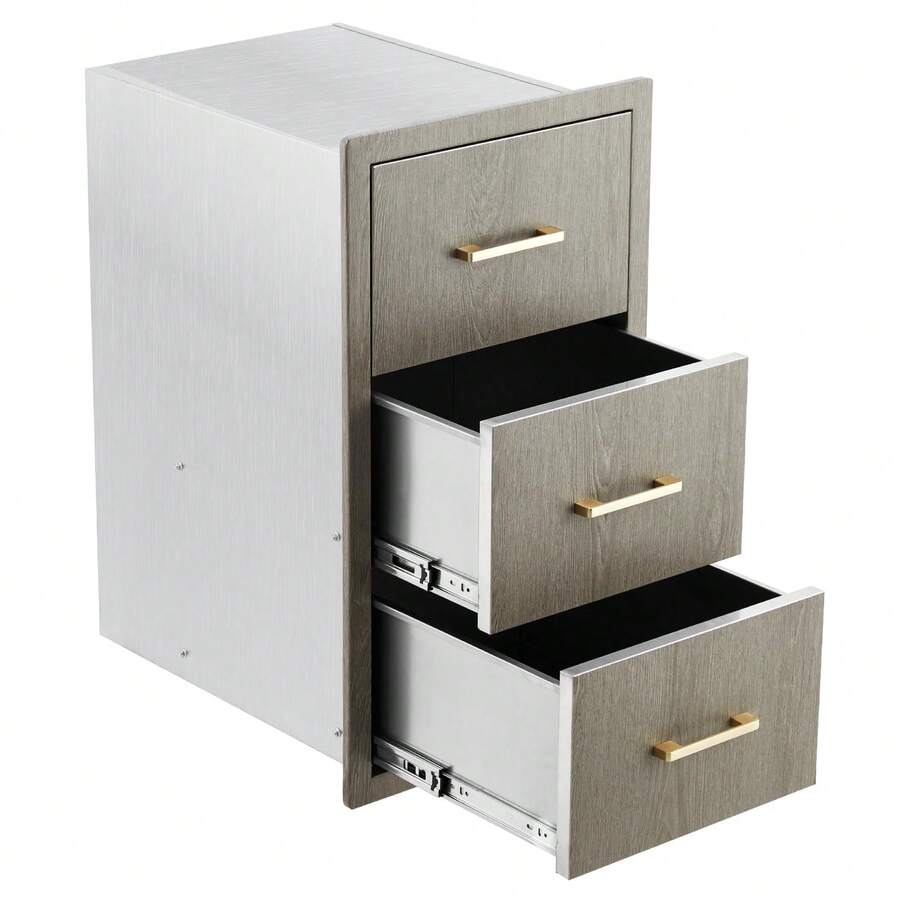 Cajonera de acero inoxidable – Cajones de 3 niveles, color New Magnolia Wood – Espacio de almacenamiento para cocina, taller y hogar – Armario robusto con cajones de acero inoxidable - Magnolia - Ver 1