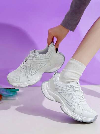 2026新款网眼透气配套瑜伽裤拼接厚底运动鞋，女士户外运动休闲鞋，厚底厚底运动鞋，百搭日常学生鞋