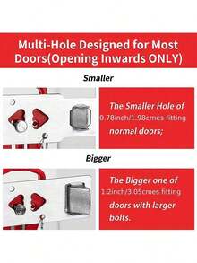 1pc Travel Portable Door Lock Extra Lock, Secure When Traveling And Staying In Hotels, Provide Extra Privacy And Security Portable Door Lock Home Security Door Lock Travel Locks For Additional And Privacy Perfect For Traveling Hotel Home Apartment College - 紅色 - 查看 9