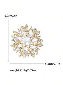 1pc Fashionable Crystal Flower Brooch, Suitable For Women's Daily Wear, Gift For Valentine's Day, Mother's Day 96LZ MBMG - 水鑽花 - 查看 11
