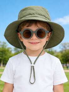 一套婴儿防晒帽和时尚眼镜，透气速干沙滩及日常遮阳帽 - 漁夫帽+眼鏡 - 查看 4