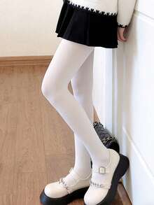 One Pair Of Women's White Velvet Tights. The Pure White Hue Exudes A Gentle And Ethereal Charm, Instantly Brightening Up A Dull Outfit. - Multicolor - View 8