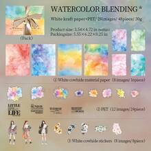 48pcs Watercolor Tie-Dye Theme Scrapbooking Papers, DIY Decoration Backing Papers, Holiday Gifts, Handmade Collage Materials, Personalized Scrapbook Planning Creative School Stationery Supplies - Multicolor - View 15