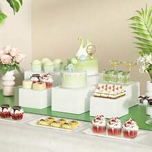 Acrylic Cake Stand Set - 6 Piece Clear Display Risers With Hollow Bottoms, Elegant Dessert Presentation Stands For Parties, Cupcakes, Pastries - Versatile, No Electricity Required - Multicolor - View 3