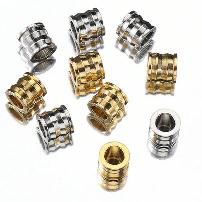 20pcs Stainless Steel Decorative Beads, Bamboo Knot Shaped Golden Large Hole Pendants, Suitable For DIY Bracelets, Necklaces And Jewelry Accessories