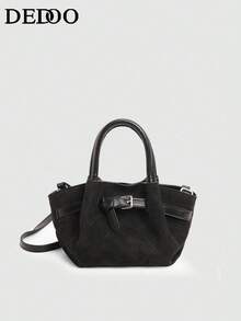 Dedoo Túi xách kiểu dáng thời trang Âu-Mỹ, chất liệu da lộn, có khóa cài, thích hợp cho nữ mùa thu/đông đi mua sắm, đi làm, dự tiệc hoặc làm quà tặng. - màu đen - Xem 8
