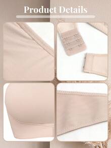 mimilemon 大码女士无肩带钢圈运动文胸 - 提拉支撑，性感舒适，时尚百搭，适合曲线身材，既可作日常内衣，也可作时尚运动服 - 粉色 - 查看 6