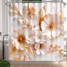 1 pezzo/4 pezzi Set tenda doccia da bagno, Set tenda doccia, Decorazione bagno, Tappeto da bagno, Decorazione casa, Tappetino da bagno, Motivo marmo e floreale, Regalo, Decorazione a tema, Set bagno, Include 12 ganci - multicolore - Visualizzare 5